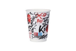 Картонена двустенна чаша 14 оз - 350 мл,   GRAFFITI DESIGN, MIX -  25 бр / 500 бр