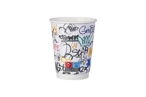 Картонена двустенна чаша 14 оз - 350 мл,   GRAFFITI DESIGN, MIX -  25 бр / 500 бр