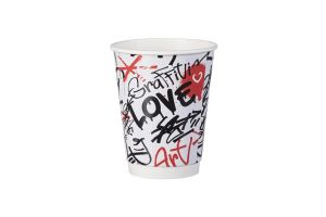 Картонена двустенна чаша 14 оз - 350 мл,   GRAFFITI DESIGN, MIX -  25 бр / 500 бр