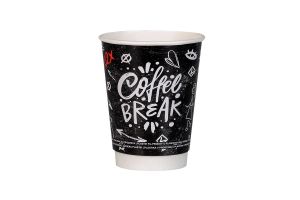 Картонена двустенна чаша 14 оз - 350 мл,  дизайн COFFEE BREAK - 25 бр / 500 бр