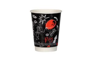 Картонена двустенна чаша 14 оз - 350 мл,  дизайн COFFEE BREAK - 25 бр / 500 бр