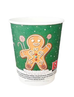 Картонена двустенна чаша 8 оз - 200 мл, В ПРОМОЦИЯ  CHRISTMAS 5  DESIGNS  MIX - 500 бр