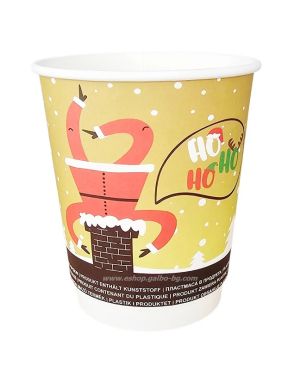 Картонена двустенна чаша 8 оз - 200 мл, В ПРОМОЦИЯ  CHRISTMAS 5  DESIGNS  MIX - 500 бр
