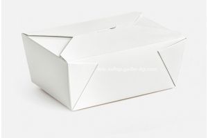 Бяла картонена кутия за храна 1300 мл,15,5/12/6,5 см - 60 бр/360 бр